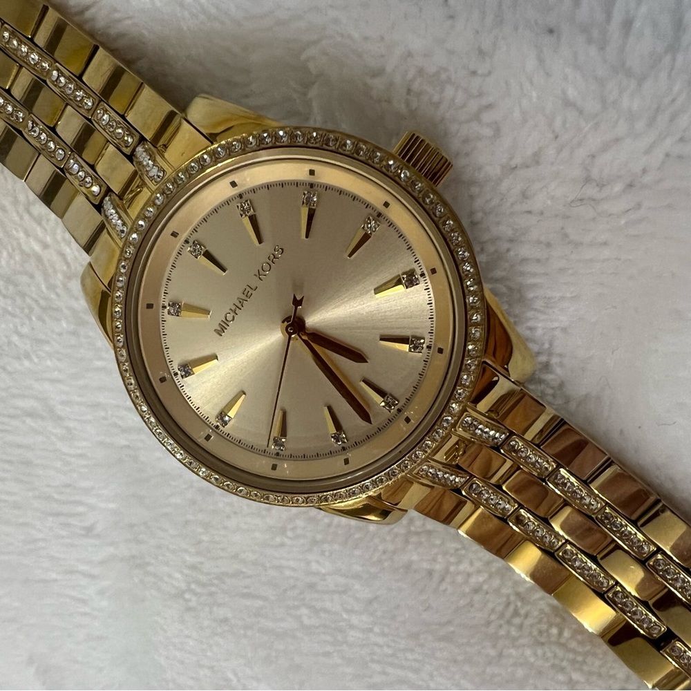 Michael Kors Mini Ritz Crystal Watch | Gold Plated Women Watch | Fashion Watch